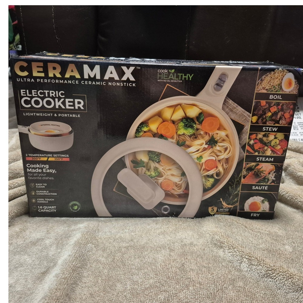 Ceramax Electric Cooker 1.6 Quart Ceramic Pot Emson 6390 New